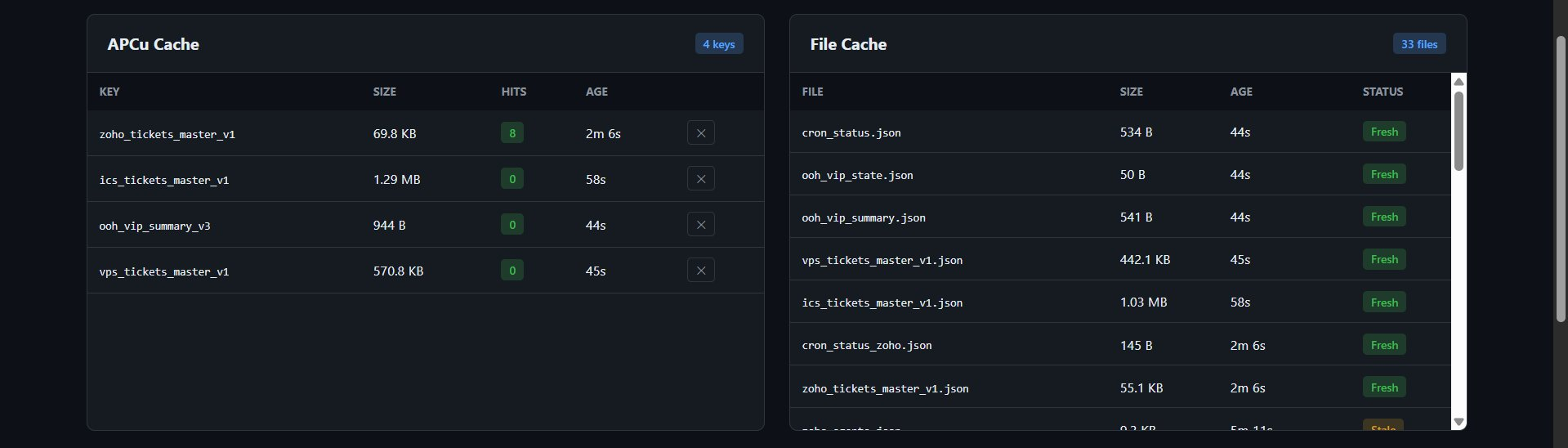Cache file detail view