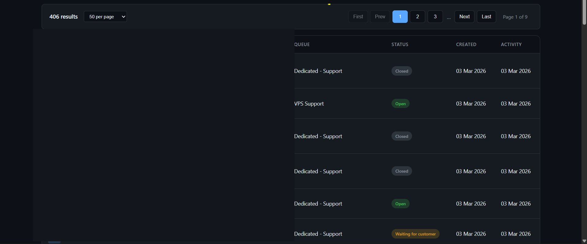 Search results with pagination